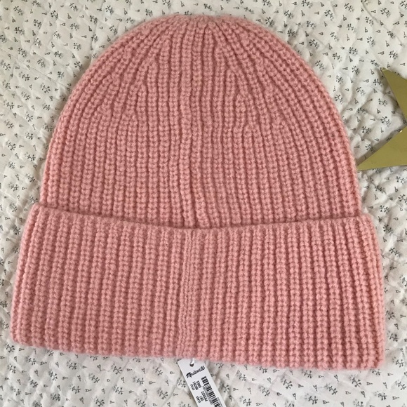 Madewell Accessories - NWT Madewell Knit hat faded Coral Chunky Merino Wool Cuffed Beanie Pink soft woo